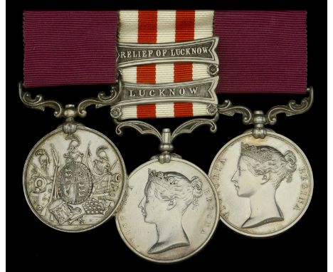 Three: Colour-Sergeant Joseph Northam, Royal Welsh Fusiliers  Indian Mutiny 1857-59, 2 clasps, Relief of Lucknow, Lucknow (Jo