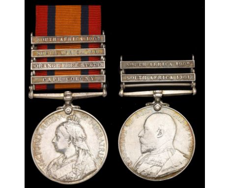 Queen’s South Africa 1899-1902, 4 clasps, Cape Colony, Orange Free State, South Africa 1901, South Africa 1902 (14685 Pte. F.