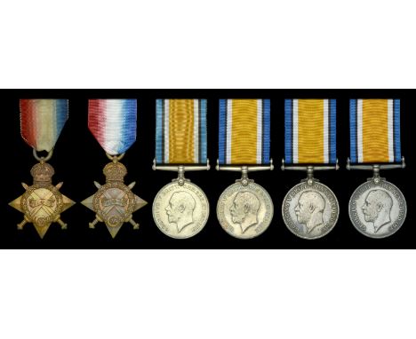 1914-15 Star (2) (9400 Pte. W. J. Quinby. Oxf: & Bucks: L.I.; 15385 L. Cpl A. Tinniswood. Oxf: & Bucks: L.I.); British War Me
