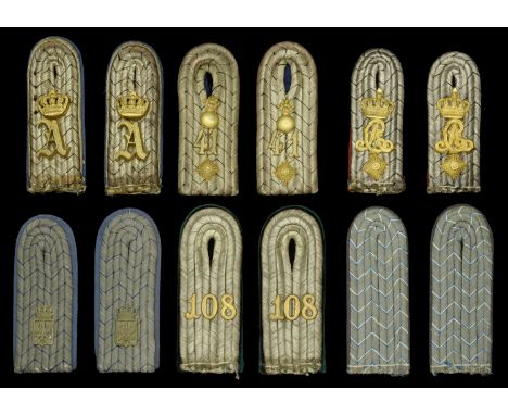 Imperial German Shoulder Boards. Comprising Oldenburg Dragoon Regiment No.19 Leutnant shoulder boards, stitch-on, some light 