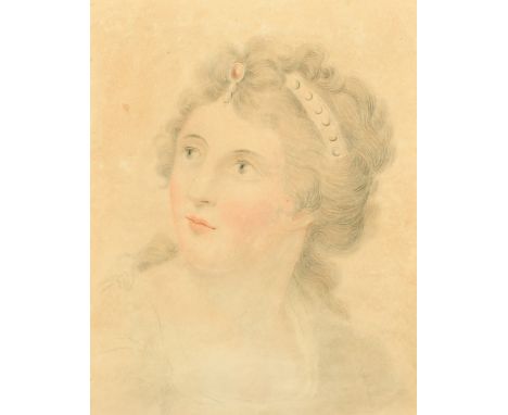 Circle of G.B. Cipriani, Portrait of a classical lady, pencil and wash, 11.5" x 9.25", (29x23.5cm).