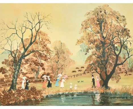 Helen Layfield Bradley (1900-1979) British, 'Autumn', colour print, signed in pencil and with blind stamp, 9" x 12" (23 x 30c