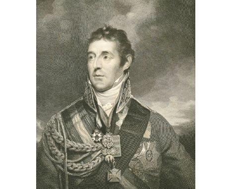 William Skelton after Beechey, 'Field Marshall Arthur, Duke of Wellington', 18" x 14" (46 x 36cm), along with a collection of