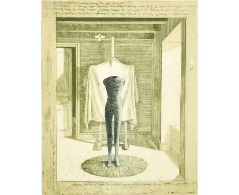 David Tindle (b. 1932), a mannequin and easel in an interior, colour etching, signed in pencil and numbered 1/75, 13" x 11" (