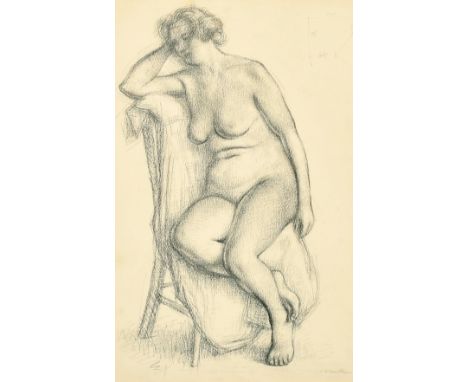 George Charlton (1899-1979) British, a study of a seated female nude, charcoal, signed, 16" x 10", (41x25.5cm)
