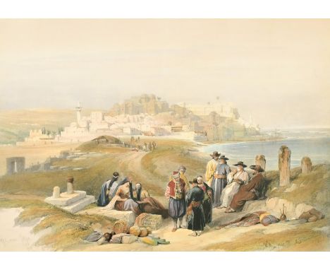 After David Roberts (1796-1864) British, 'Jaffa Looking South', hand coloured lithograph, published by F. G. Moon, 19th Centu