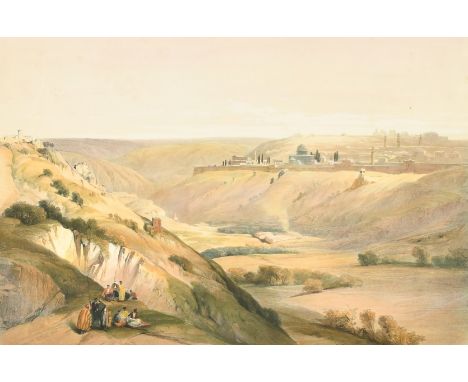 After David Roberts (1796-1864) British, 'Jerusalem from the Mount of Olives', hand coloured lithograph, published by F. G. M