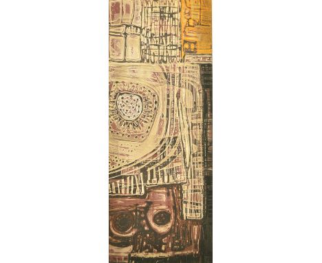 20th Century, an untitled abstract composition, etching in colour, 19.75" x 8" (50 x 20cm).
