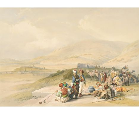 After David Roberts (1796-1864) British, 'Jacob's Well at Shechem', hand coloured lithograph, published by F. G. Moon, 19th C