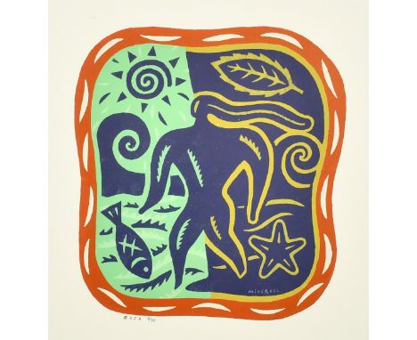 Mitchell, 20th Century, a stylised nude figure, colour screenprint, inscribed in pencil and numbered 6/20, 14" x 13.5" (36 x 