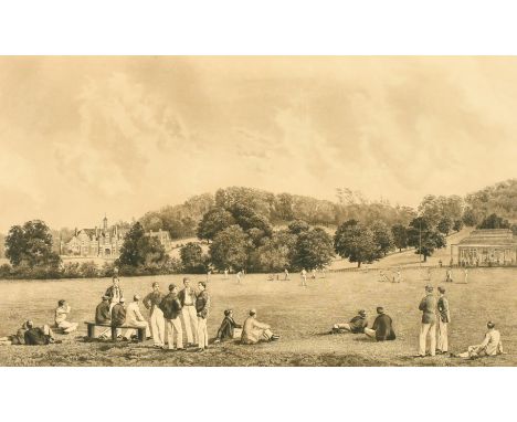 F. P. Barraud, 19th Century, a school cricket match, pencil signed etching, 15" x 24" (38 x 61cm).