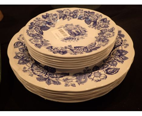 Selection of Spode Old Salem blue and white plates twelve items 