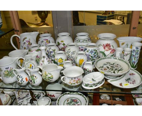 A COLLECTION OF PORTMEIRION VASES, JUGS AND OTHER ITEMS, mainly Botanic Garden and Garden Herbs patterns, twenty eight pieces