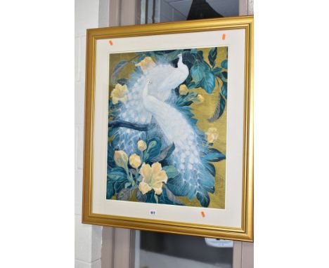 DECORATIVE PAINTINGS AND PRINTS ETC, to include Jessie Arms Botke 'Copa de Oro' peacock print, approximate size 70cm x 57cm, 