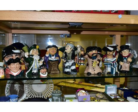 A COLLECTION OF CHARACTER AND TOBY JUGS, fifteen jugs including Royal Doulton Night Watchman D6576, Beefeater D6251, Beefeate