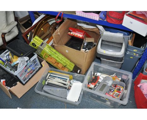 FIVE BOXES AND LOOSE DJ EQUIPMENT, CAR CARE AND MISCELLANEOUS ITEMS, to include two Ministry of Sound turntables, mixer and h