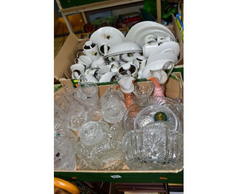 TWO BOXES OF ROYAL DOULTON WESTWOOD TC1025 DINNER SERVICE AND GLASSWARES, to include a Royal Doulton Westwood dinner service 