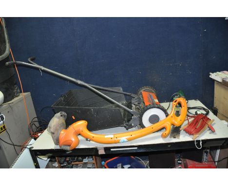 A HUSQVARNA 54 MANUAL LAWN MOWER, a Husqvarna strimmer and a Performance Hedge Trimmer (both PAT pass and working) (3)