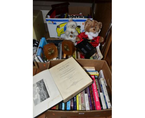 FOUR BOXES AND LOOSE BOOKS, PICTURES AND SUNDRY ITEMS, to include approximately one hundred and twenty books with titles to i