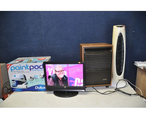 A HOMEDRY DEHUMIDIFIER, a Dual 19in TV, a Lamarque tower fan (all PAT pass and working) and a brand new in box Dulux Paint Po