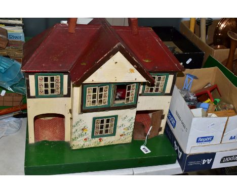 A TRIANG DOLLS HOUSE, CERAMICS, GAMES, COINS AND SUNDRY ITEMS, to include a Triang dolls house no 61, in need of some renovat