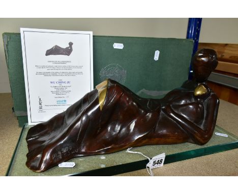 A BOXED LIMITED EDITION BRONZE OF A MOTHER AND CHILD, titled 'A Thousand Emotions' by Wu Ching Ju for UNICEF, numbered 55/999