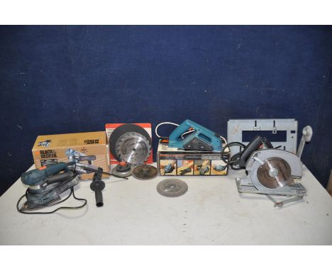 THREE BLACK AND DECKER HANDTOOLS to include a Black and Decker KA22OE hand sander, a Black and Decker DN710 electric plane (b