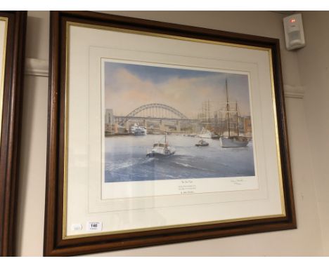 A framed Edwin Blackburn signed limited edition print, The River Tyne, no. 302 of 450. 