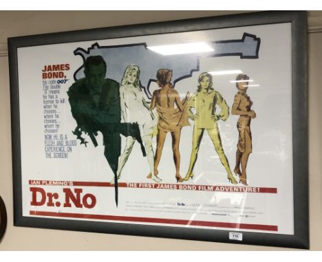 A Doctor No film poster, framed.