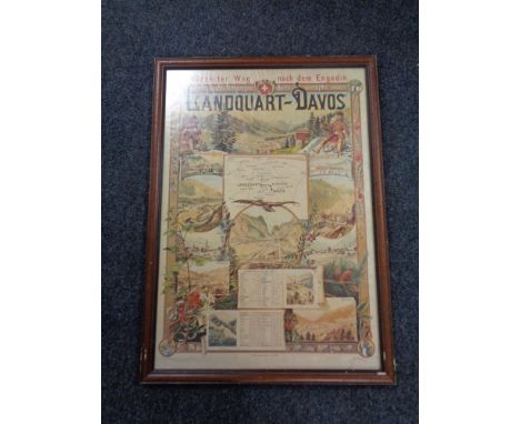 A framed 20th century colour Swiss tourist promotional poster.  