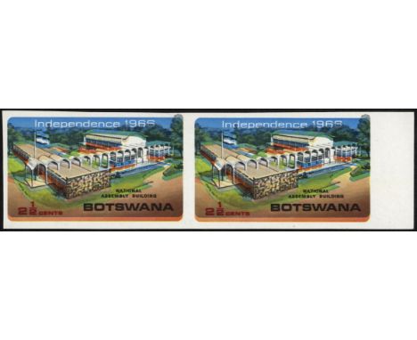 Bechuanaland/Botswana. 1966 2½ct Independence horizontal right marginal imperforate pair, characteristic colour misplacements