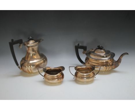 A HALLMARKED SILVER FOUR PIECE TEA SERVICE BY J B CHATTERLY AND SONS LTD - BIRMINGHAM 1970, approx combined weight 1650g