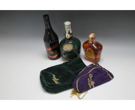 1 SEALED WADE CERAMIC DECANTER OF CHIVAS ROYALE SALUTE 21 YEARS OLD, together with a half bottle of Seagram's Crown Royal dat