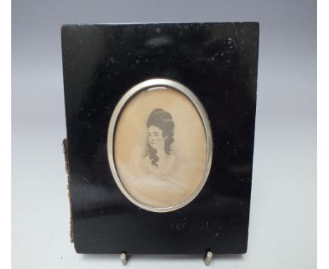 A LATE 18TH / EARLY 19TH CENTURY MINIATURE PORTRAIT STUDY OF A YOUNG WOMAN, see inscription on white metal plaque verso, unsi