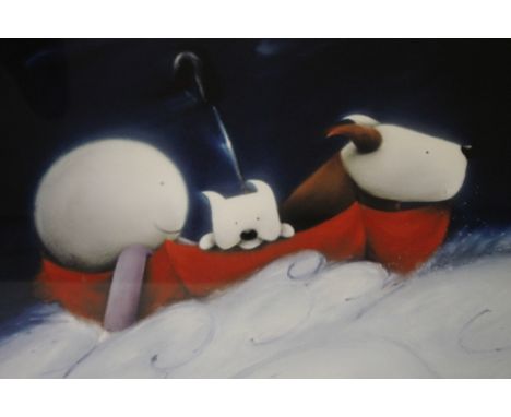 DOUG HYDE (b.1972). Child and dogs in an upturned umbrella 'The Explorers', signed in pencil lower right, limited edition col