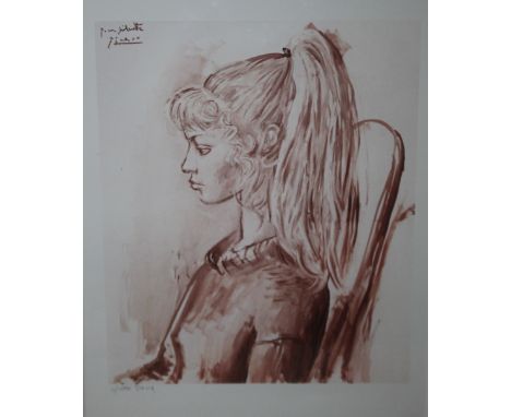 AFTER PABLO PICASSO (1881-1973). 'Portrait of Sylvette', giclee print, signed lower left Sylvette David, framed and glazed, 4