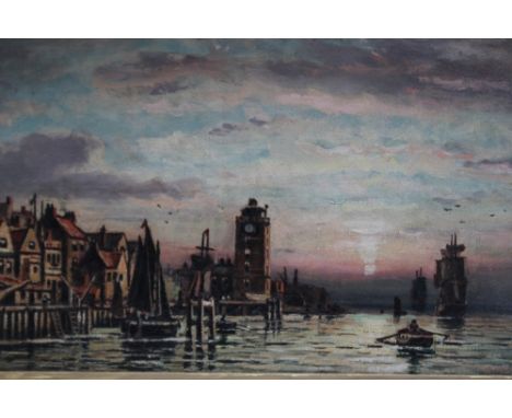 DUNCAN (DUNAN) FRASER McLEA (1814-1916). Moonlit harbour scene with boats and figures, 'The Low Light, North Shields', see ve