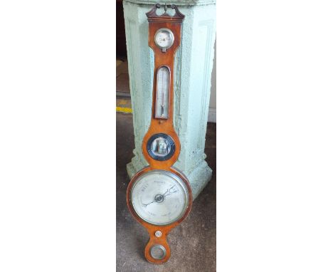 A 19TH CENTURY MAHOGANY WHEEL BAROMETER BY McHUGH - STALEYBRIDGE, H 95 cm