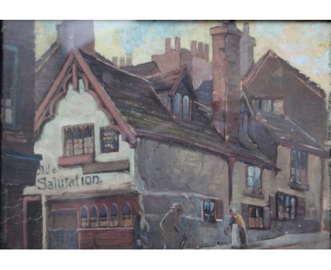 CHARLES A. PAULDEN. 'Ye Olde Salutation Inn, Hounds Gate, Nottingham', see label verso, signed and dated 1922 lower right, oi
