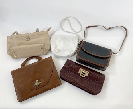 A vintage Asprey shoulder bag, black with tan trim, shoulder strap, labelled inside 'Asprey' with its original dust bag, crea