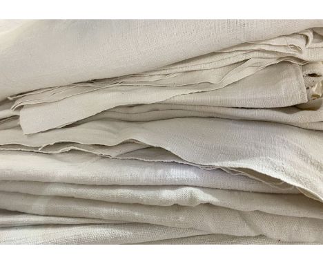 Twelve vintage linen sheets/throws, sizes vary&nbsp;