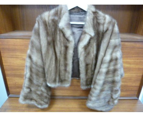 A vintage short mink jacket, bell sleeves, a fox fur collar and a mink stole with tippets ( 3)Condition ReportSlight patches 