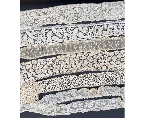 Two pieces of late 17th century bobbin made tape lace, one possibly Flemish, the other possibly Italian, a length of bobbin t