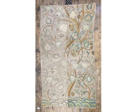 Mid twentieth century Kashmir embroidered panel, faded on one side