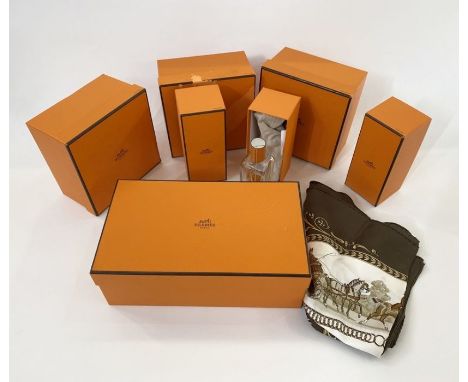 Hermes silk scarf -&nbsp; La Promenade de Longchamps' , designed by Philip Ledoux, (not with original box), and six Hermes bo