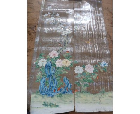 Chinoiserie hand painted wall paper, c.1920's.  Believed to have been bought from Liberty's Regent Street by the vendor's gra