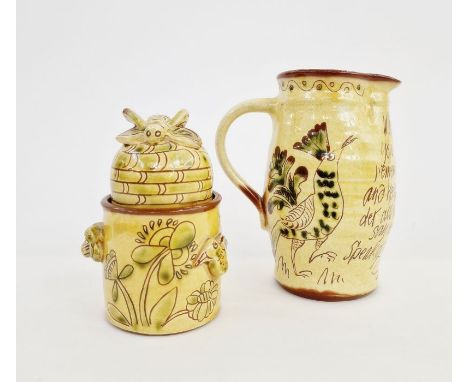 Mary Wondrausch, OBE (1923-2016) slipware jug 'When This You See Remember Me and Keep Me in Your Mind, Do All Men Still Say W