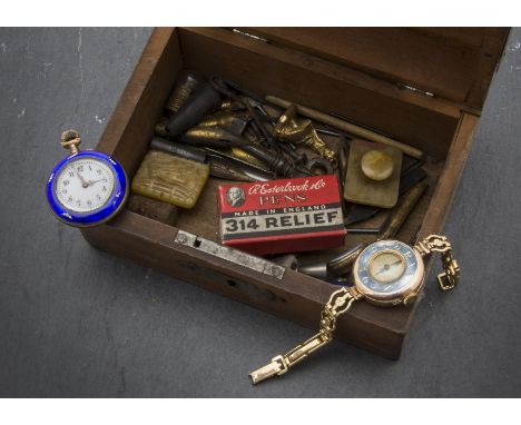 An early 20th century 9ct gold cased Rolex ladies wristwatch, half hunter style with enamel to front, chipped, appears to run