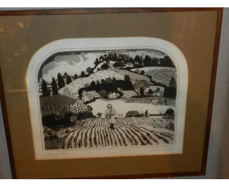 Graham Clarke (British, b. 1941). 'Spring', engraving, signed in pencil lower right, limited edition 80/120. H: 26.5cm W: 34.