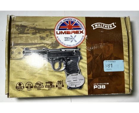 An Umarex Walther P38 .177 vintage style air pistol boxed.